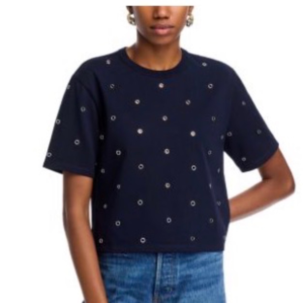 Veronica Beard-Sebastian Grommet Tee in navy